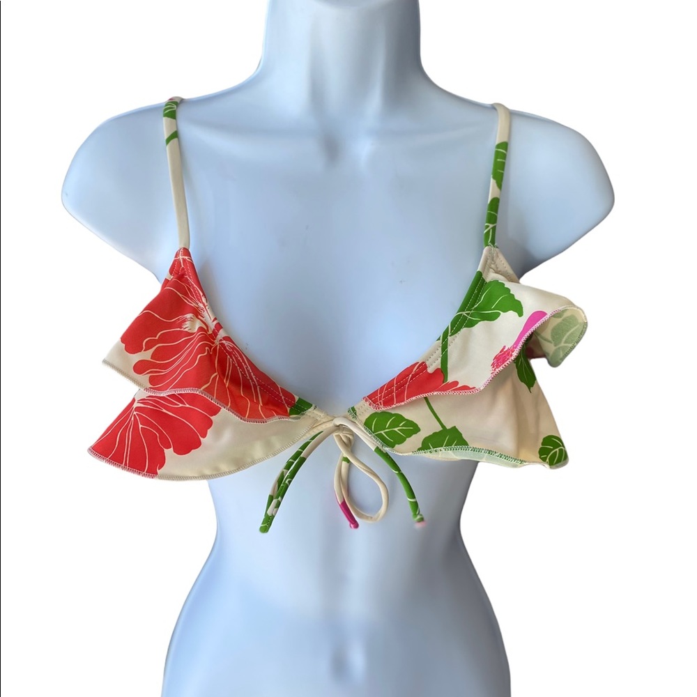 Zimmermann Hibiscus Ruffle Tropical Bikini Top